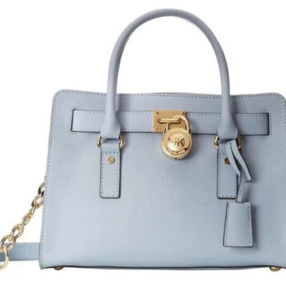 NWT Michael Kors Hamilton Blue Saffiano Leather Satchel Shoulder